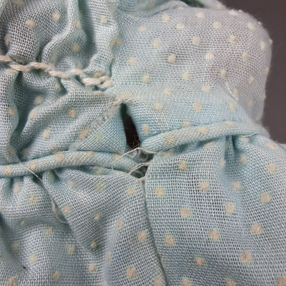 Vintage Handmade Girls Dress Size 4-5 Blue White Lace‎ Trimmed Polka Dot 50s 60s - Picture 14 of 15